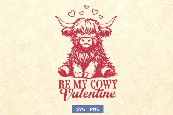 Be My Cowy Valentine Highland Cow SVG