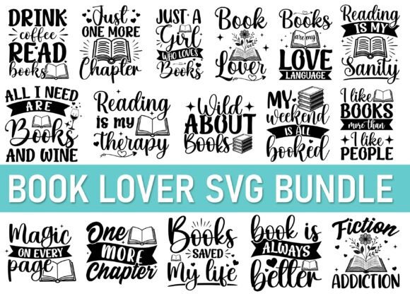 Book Lover Quotes SVG PNG Bundle