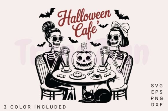 Halloween Cafe SVG PNG, Coffee Club PNG